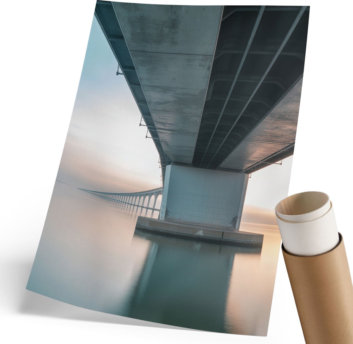 Coloray Polycanvas Wandposter - Moderne Brug, Fotografie - 210 x 297 mm - Grijs Design - Rechthoek - Canvasposter - Woonkamer, Slaapkamer, Kantoor - Modern