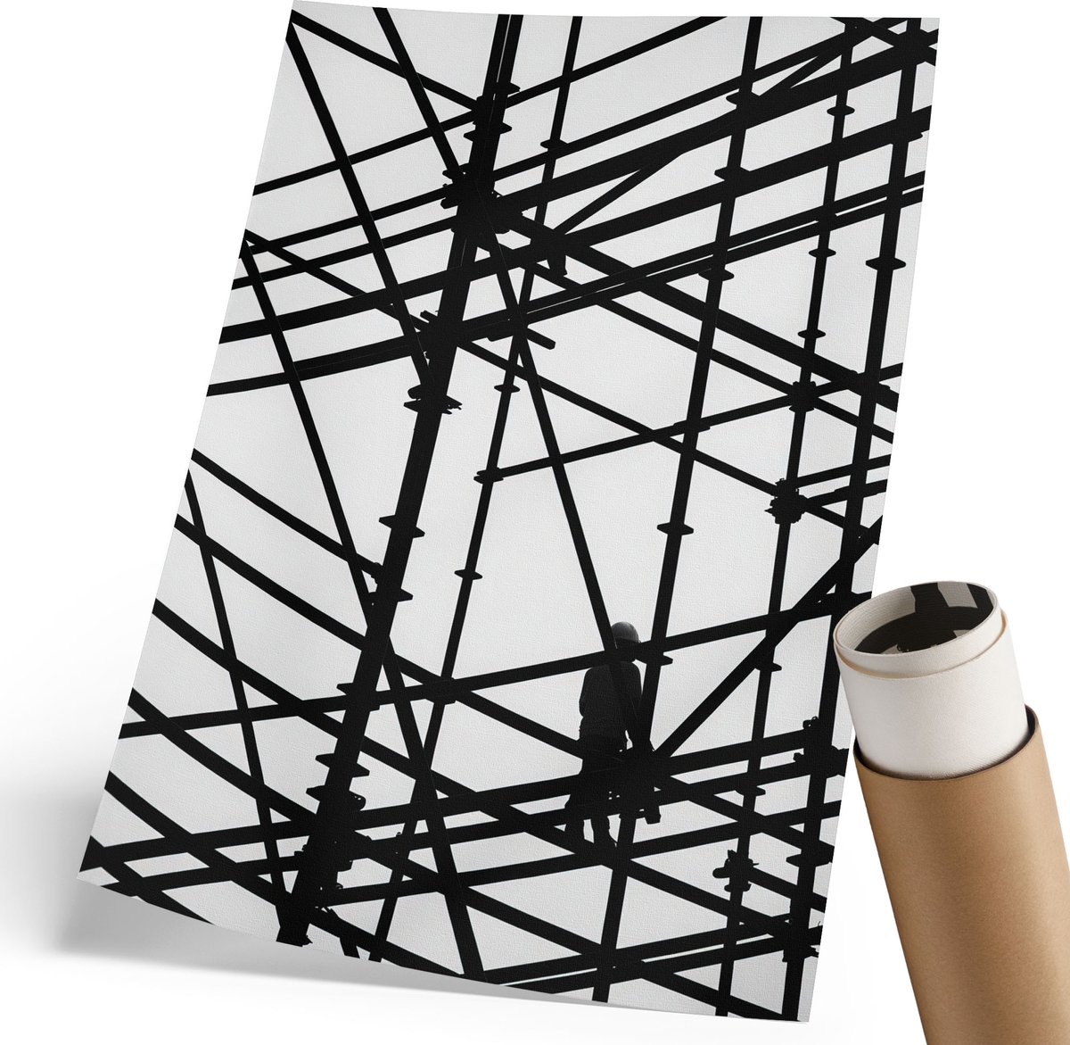 Coloray Polycanvas Wandposter - Boot Op Het Strand, Grijs - 210 x 297 mm - Zwart Illustratie - Rechthoek - Canvasposter - Woonkamer - Industrieel