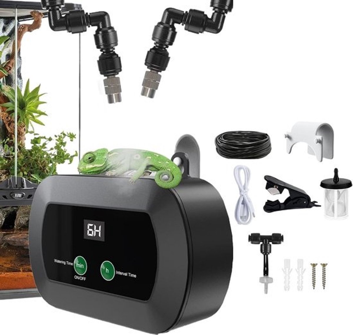 Reptielen Luchtbevochtiger - Terrarium Mister Fogger - Vochtige Habitat Creëren - 360° Verstelbaar Mondstuk