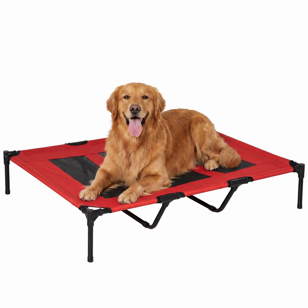 PawHut Verhoogd Hondenbed - Hout - 122x92x23cm - Rood