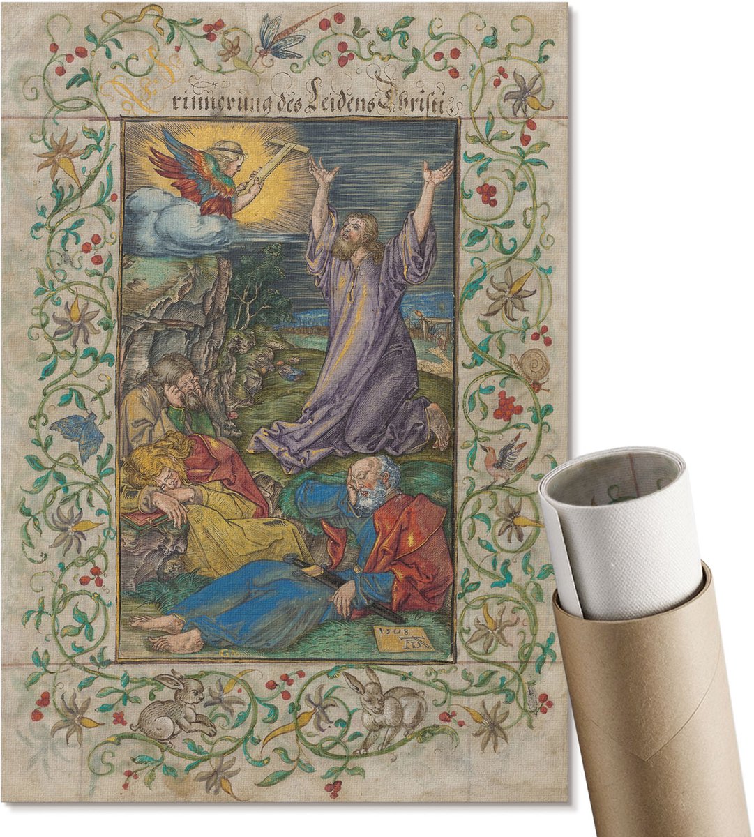 Coloray Polycanvas Wandposter - Christus Op De Berg, Schilderen - A4 - Blauw Patroon - Rechthoek - Wandkunstwerk - Woonkamer, Slaapkamer, Kantoor - Klassiek