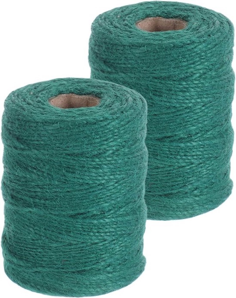 Jute Touw - Bindtouw Hennep Touw - Tuin Knutselen Cadeaus - Stevig Natuurlijk Materiaal - 2 Rollen 10 Meter - Groen