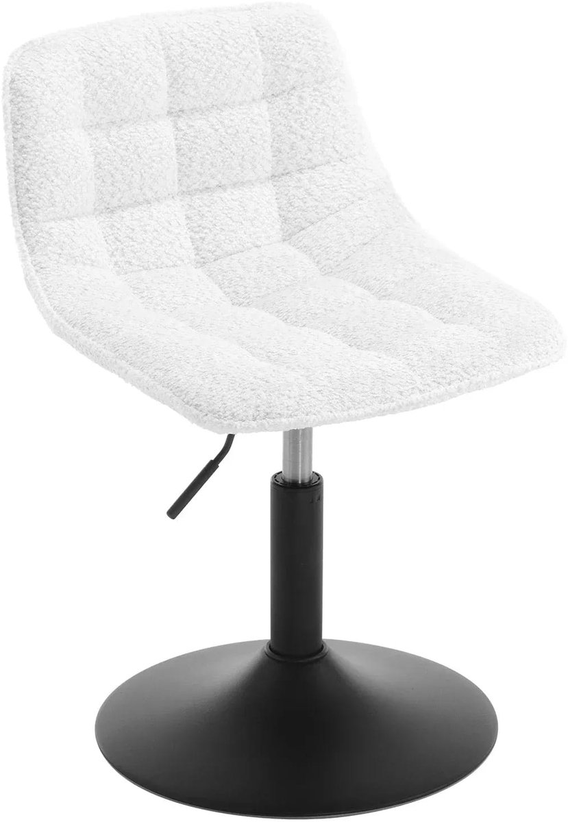 Klarven Barkruk met Rugleuning Chenille wit - Verstelbare Hoogte en 360 Graden Draaibaar - Zachte Fluwelen Zitting met Sponsvulling - Zithoogte H 38-49,5 cm, Draagvermogen 120 kg