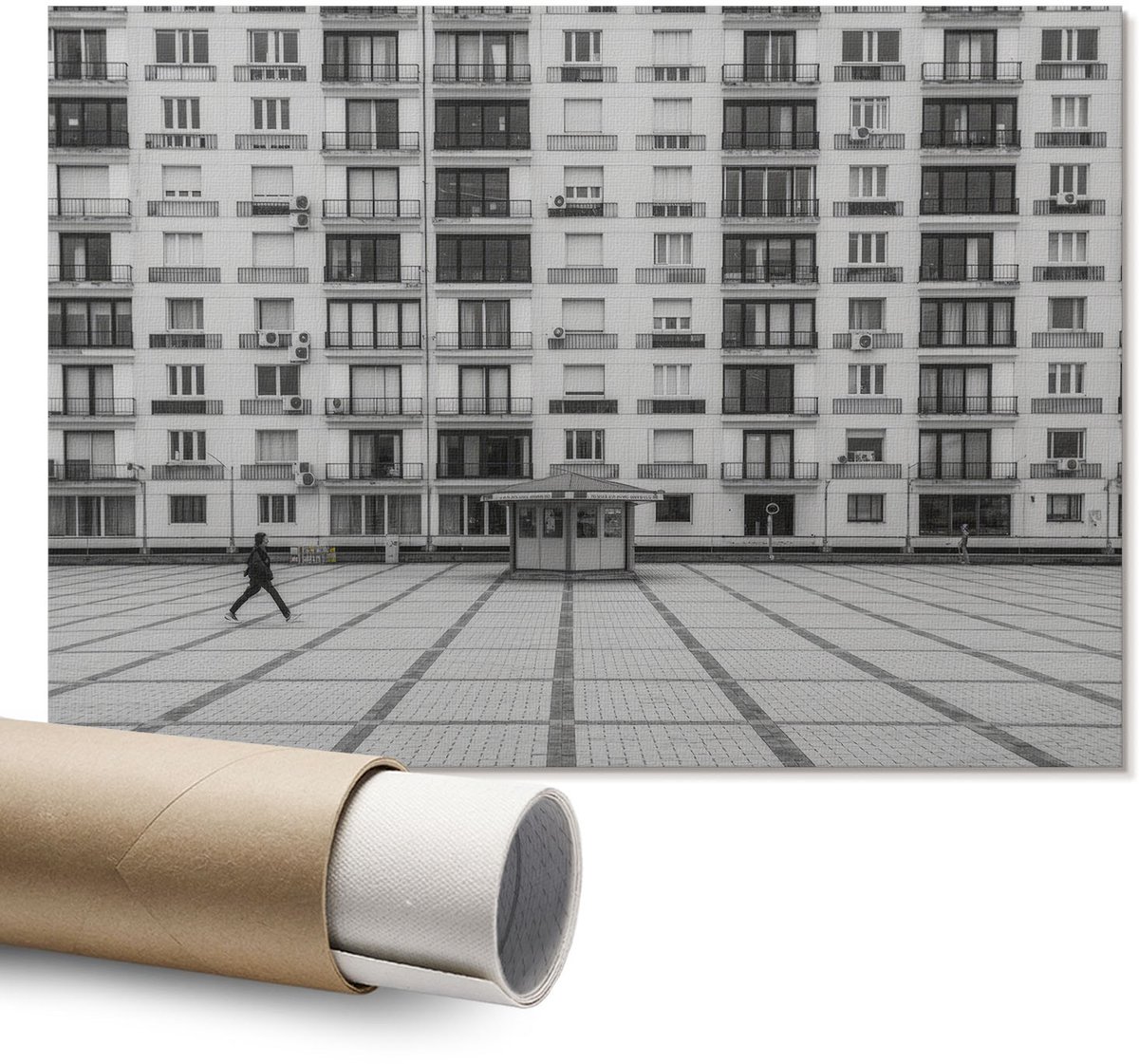 Coloray Polycanvas Wandposter - Stadstram, Fotografie - A1 - Geel Patroon - Rechthoek - Interieurdecoratie - Kantoor - Klassiek