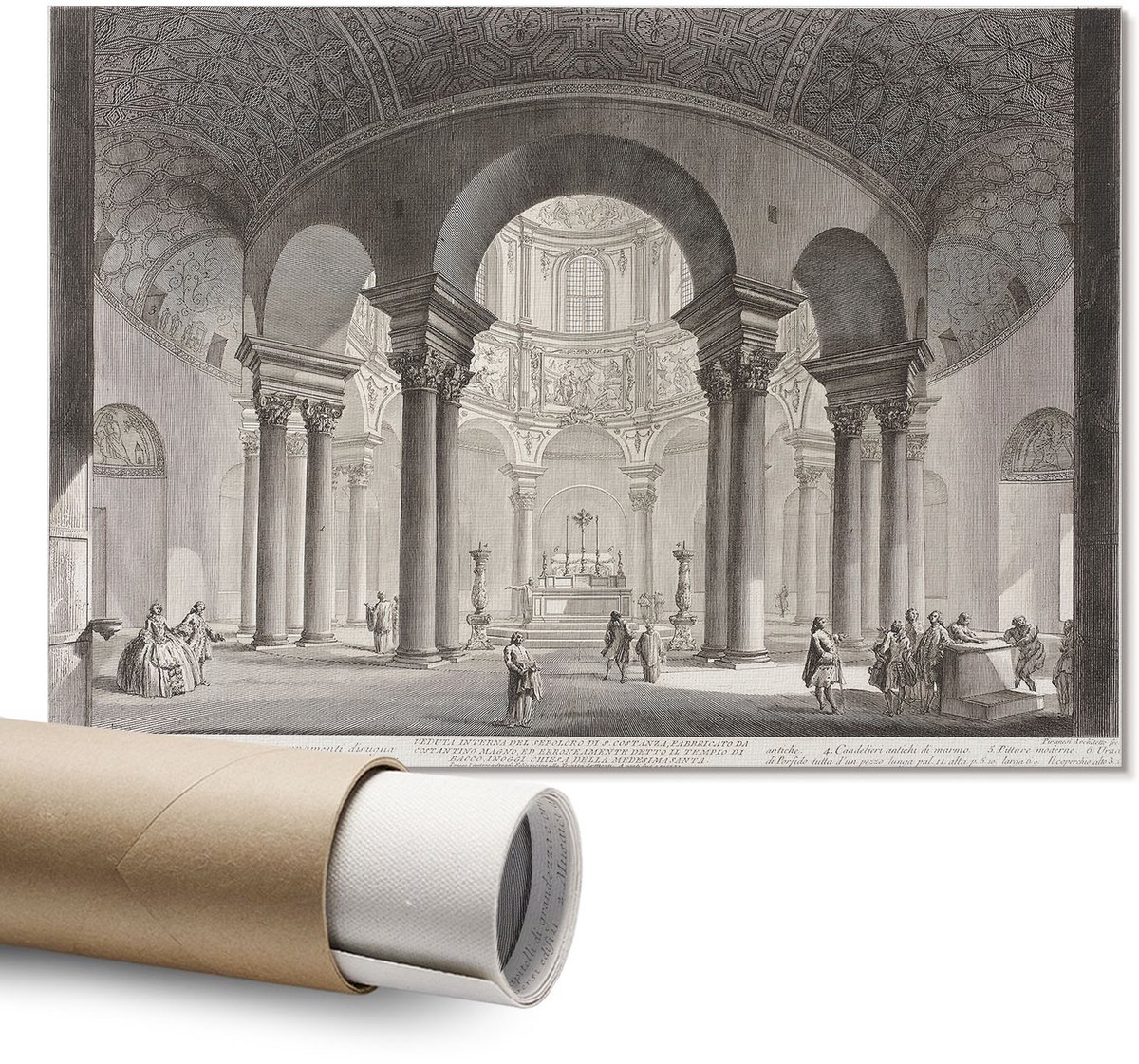 Coloray Polycanvas Wandposter – Interieur van het Graf, Zwart – A1 – Grijs Design – Rechthoek – Decoratieve Wandposter – Woonkamer – Klassiek