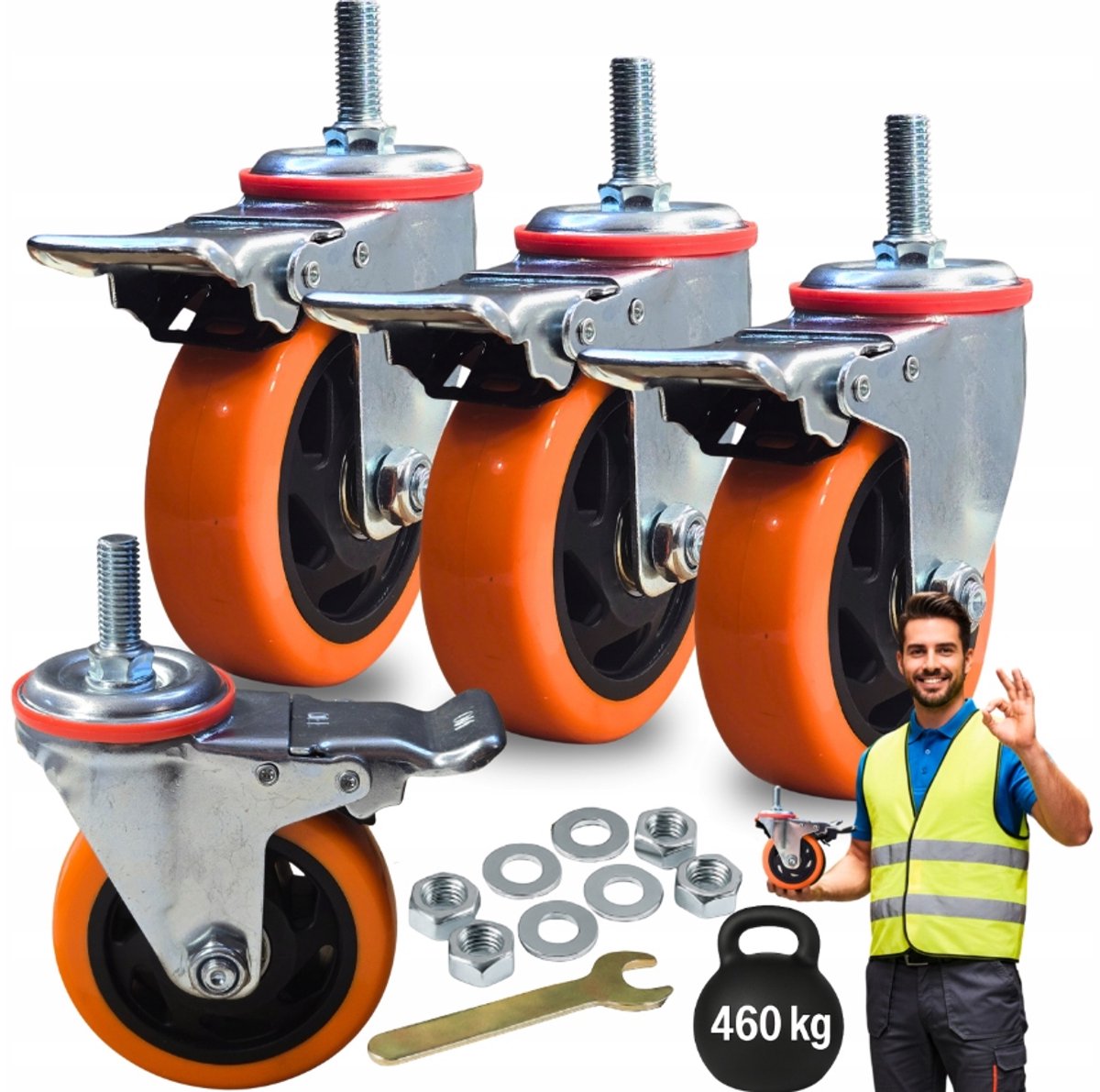 4 Zwenkwielen met Rem 100mm - Max 110kg per wiel - Merkloos
