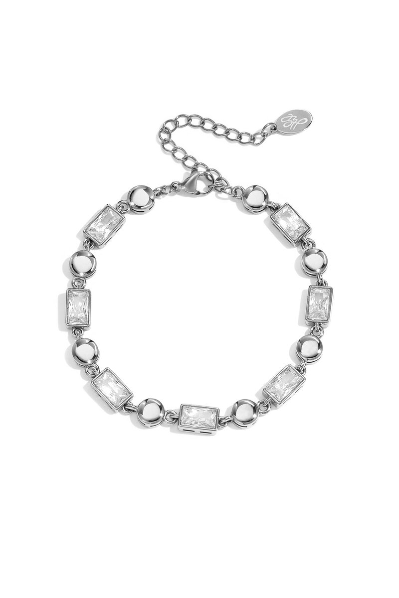 Roestvrijstalen bedelarmbanden met geometrische vormen, eenvoudige, alledaagse serie, dames sieraden - zilveren kleur