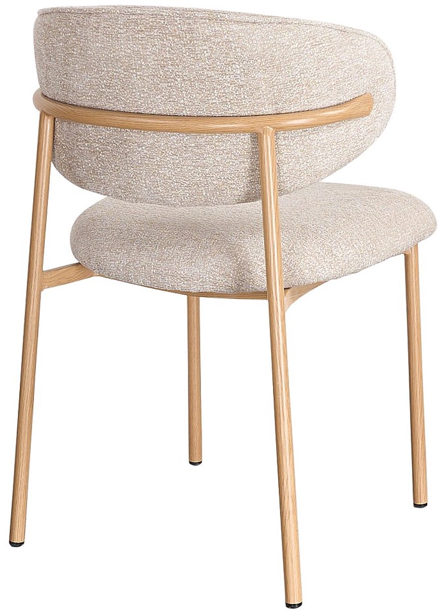 Vente-unique Set van 2 stoelen in tweedstof en metaal houtlook - Beige en naturel - NAFISA