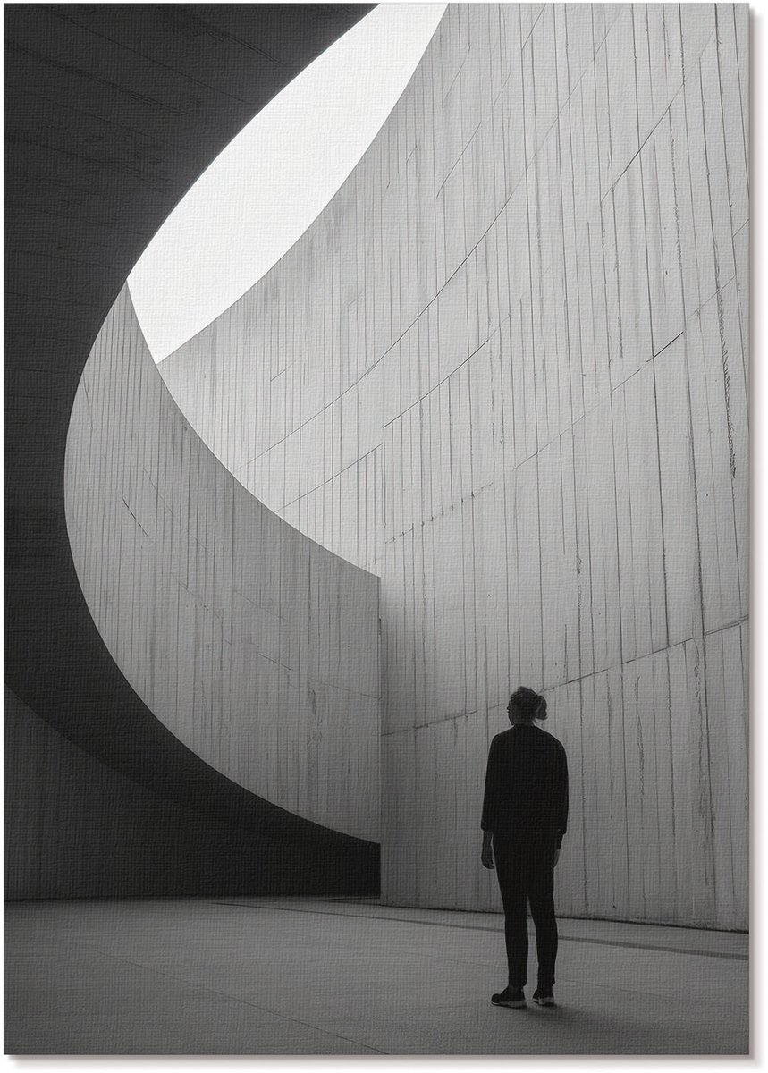 Tulup Polycanvas Poster - Minimalistische Architectuur, Fotografie - A4 - Grijs Kunst - Rechthoek - Decoratieve poster - Woonkamer, Slaapkamer, Kantoor - Modern