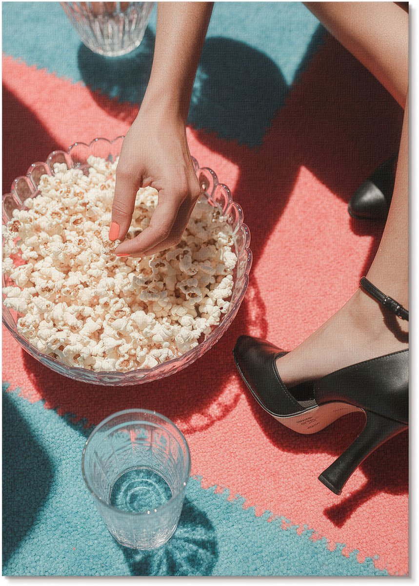 Tulup Polycanvas Poster - Retro Popcorn, Fotografie - A4 - Oranje Wanddecoratie - Rechthoek - Wandkunst - Woonkamer, Slaapkamer, Kantoor - Vintage