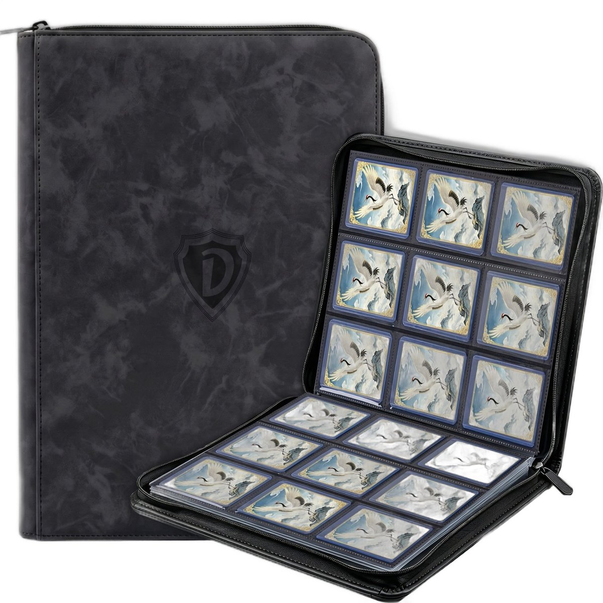 Currero Toploader Binder - Verzamelmap Kaarten - Geschikt voor Pokemon - 4 Pocket - 9 Pocket - 12 Pocket - Trading Card Map - Toploadermap - Houtskool Zwart - 288 Kaarten