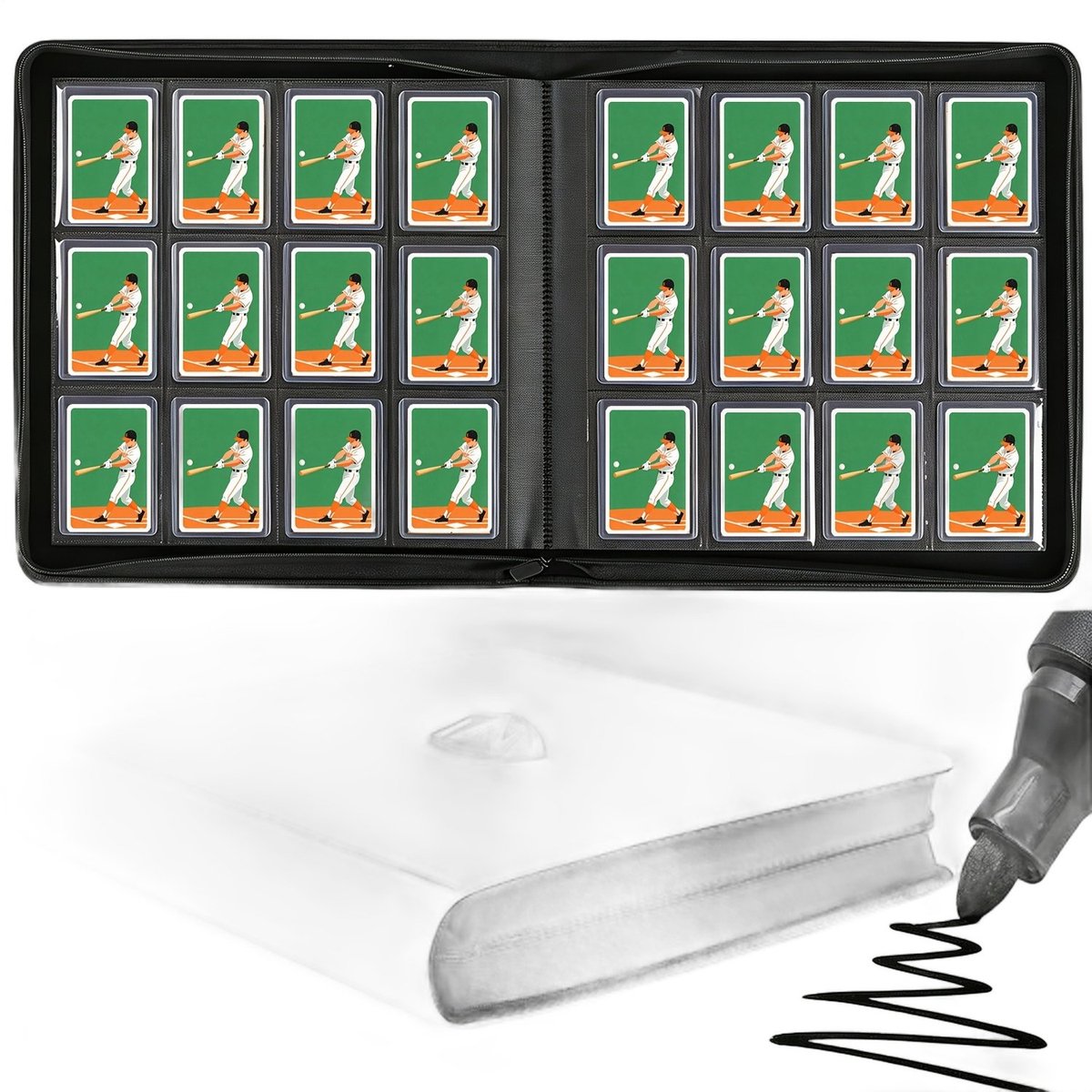 Currero Toploader Binder - Verzamelmap Kaarten - Geschikt voor Pokemon - 4 Pocket - 9 Pocket - 12 Pocket - Trading Card Map - Toploadermap - Wit - 384 Kaarten