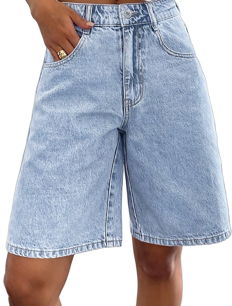 Currero Jorts Dames Jeans Short Korte Spijkerbroek Baggy Fit – Cargo Short Zomer Grote Maten Lichtblauw