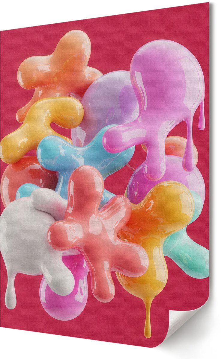 Coloray Canvas Poster Polycanvas - Kleurrijke Vormen, Illustratie - 420 x 594 - Roze Patroon - Rechthoek - Muurdecoratie - Woonkamer, Slaapkamer, Kantoor - Modern