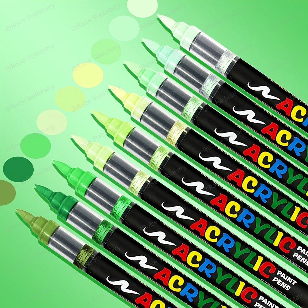 Currero Aquamarkers - Twinmarkers - Brushpennen - Stiften - Markeerstiften Op Waterbasis - Dual Tip - Tekenen En Kleuren - 9-Delig Groen