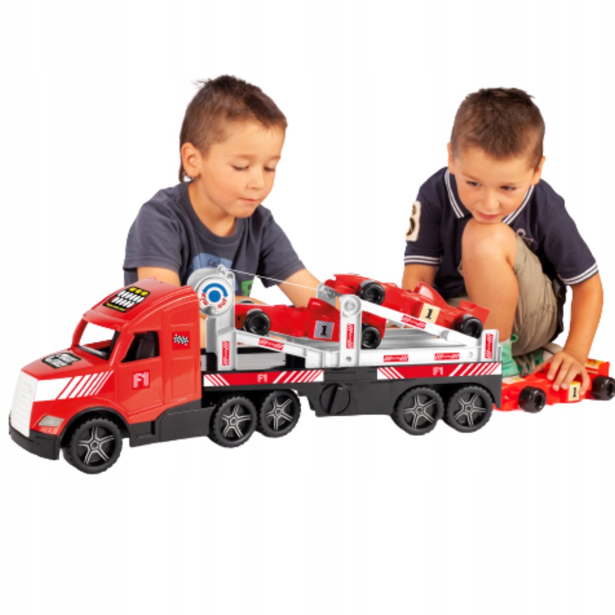 Wader Autotransport Truck Met Twee Formule 1 Auto´s 79 Cm Rood