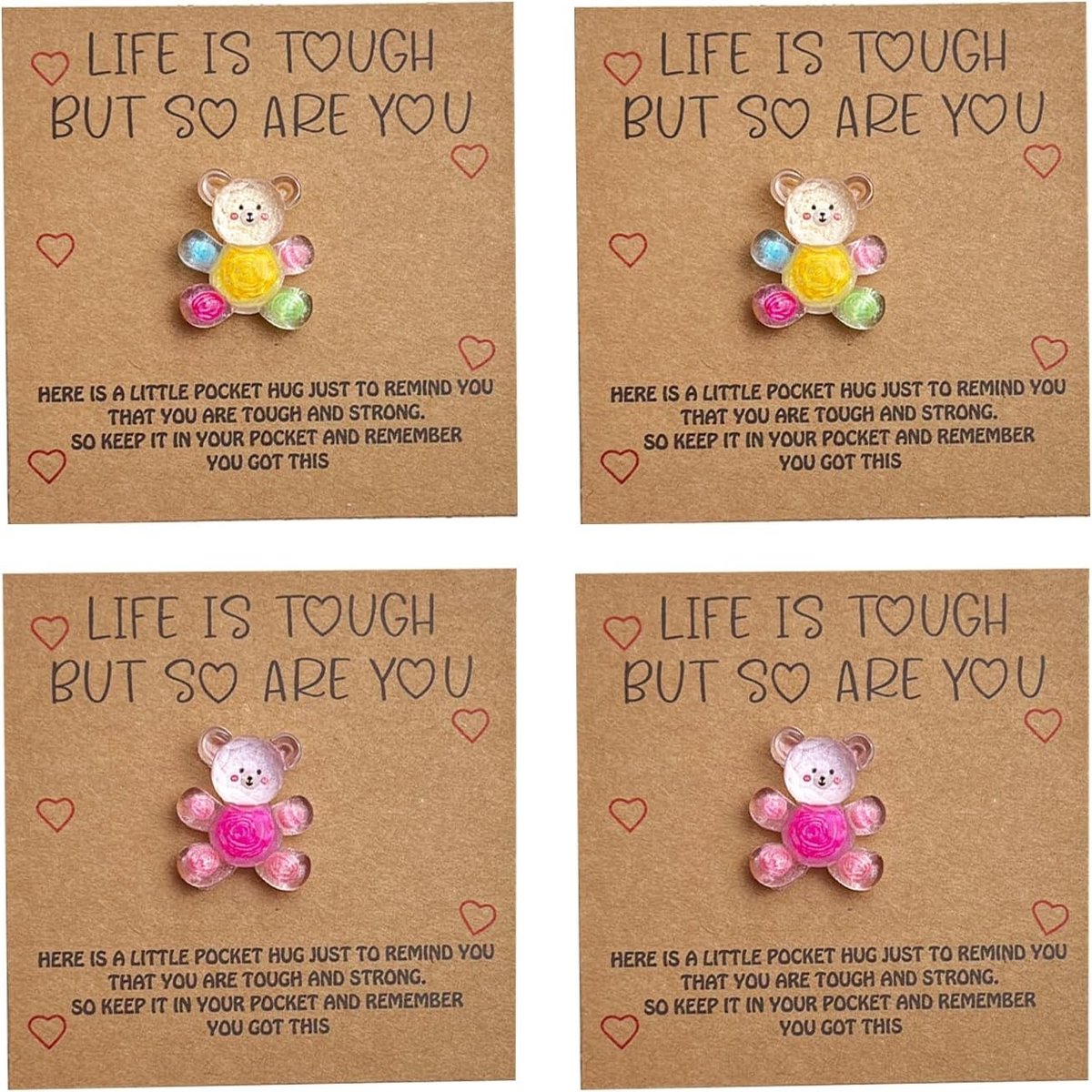 Schattige Mini Dierenknuffel met 4 Zakjes en Wenskaarten, Perfecte Verjaardagscadeaus voor Valentijnsdag en Speciale Gelegenheden