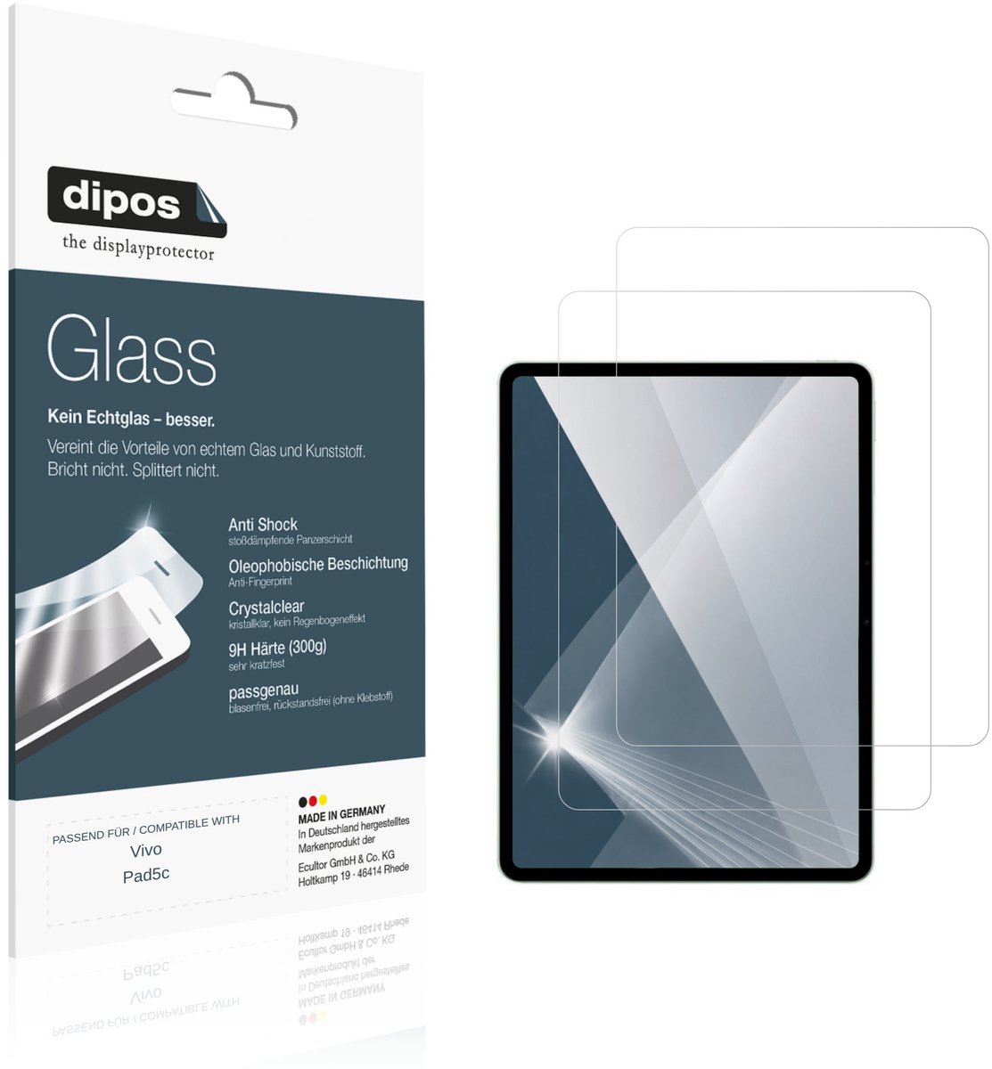 dipos – 2x Pantserfolie geschikt voor Vivo Pad5c | 9H Screenprotector