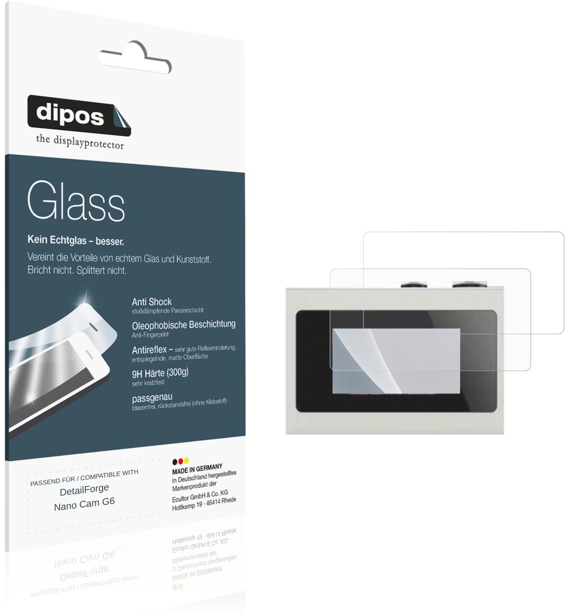 dipos – 2x Matte Pantserfolie geschikt voor DetailForge Nano Cam G6 | 9H Screenprotector