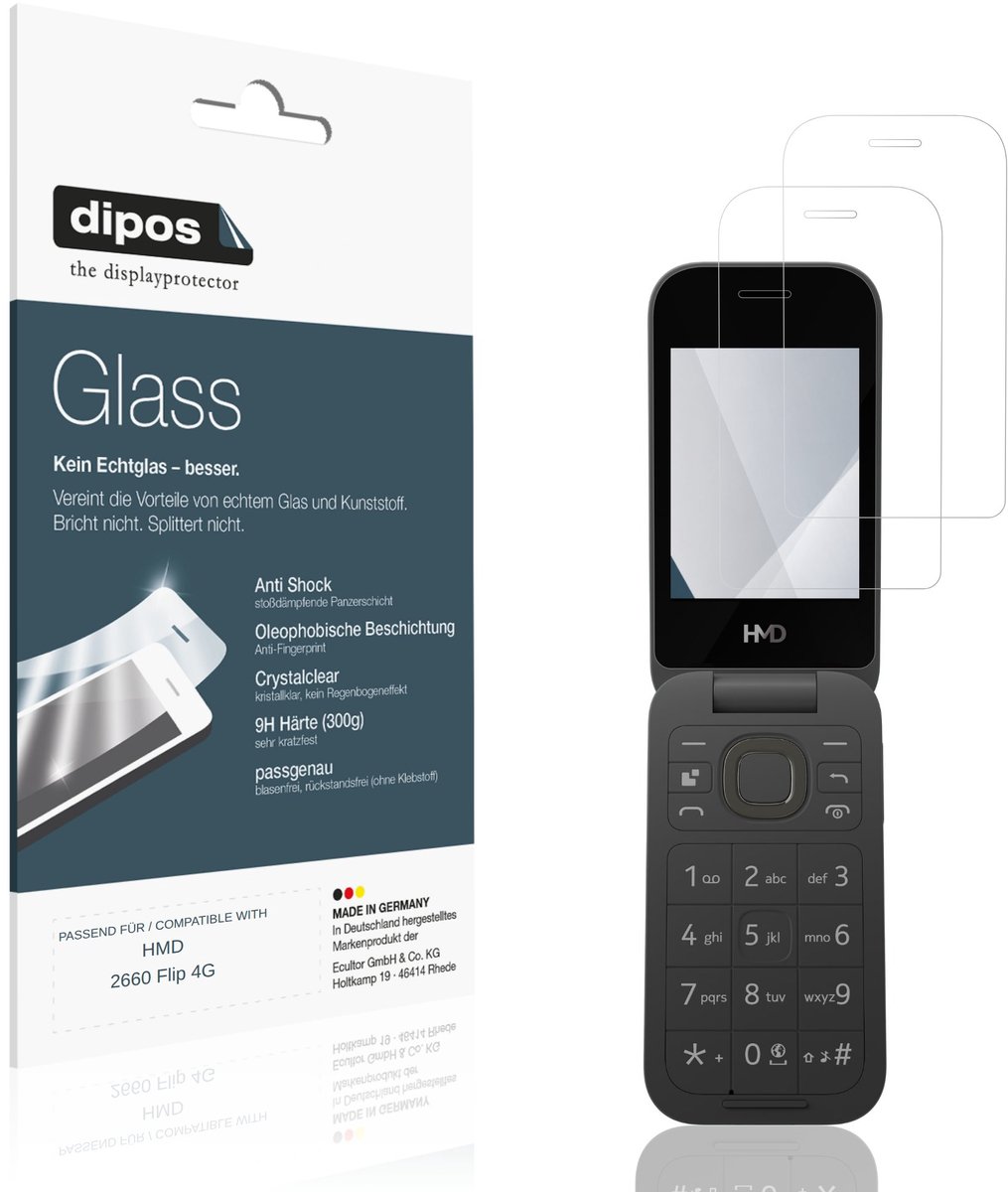 dipos – 2x Pantserfolie geschikt voor HMD 2660 Flip 4G | 9H Screenprotector