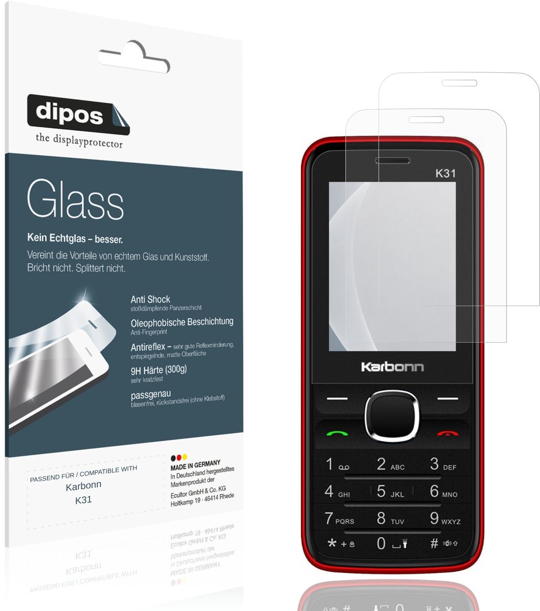 dipos – 2x Matte Pantserfolie geschikt voor Karbonn K31 | 9H Screenprotector