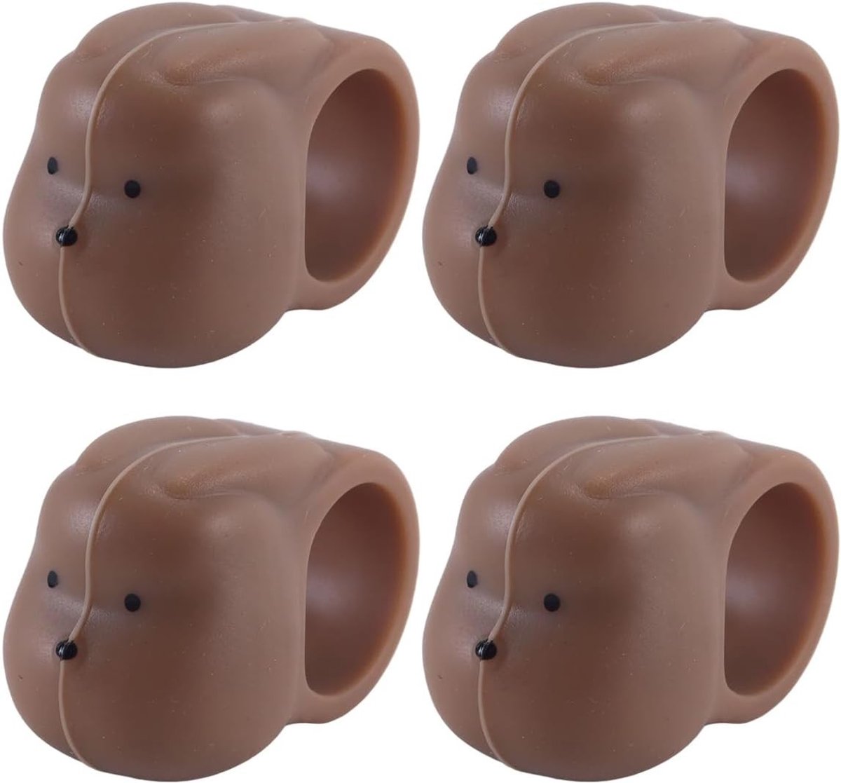 4 Stuks Silicone Deurstoppers in Konijnenvorm - Ideaal voor Deuren met Handgrepen, Diameter 2 cm, Bruin
