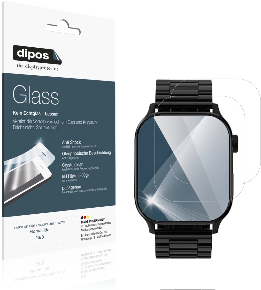 dipos – 2x Pantserfolie geschikt voor Homailida G93 | 9H Screenprotector