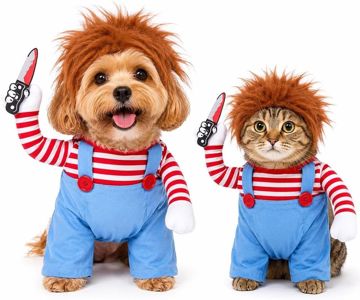 Grappig hondenkostuum voor Halloween, Deadly Doll thema, perfect voor huisdieren, cosplay-outfit voor honden en katten, feestelijke kostuums voor dieren