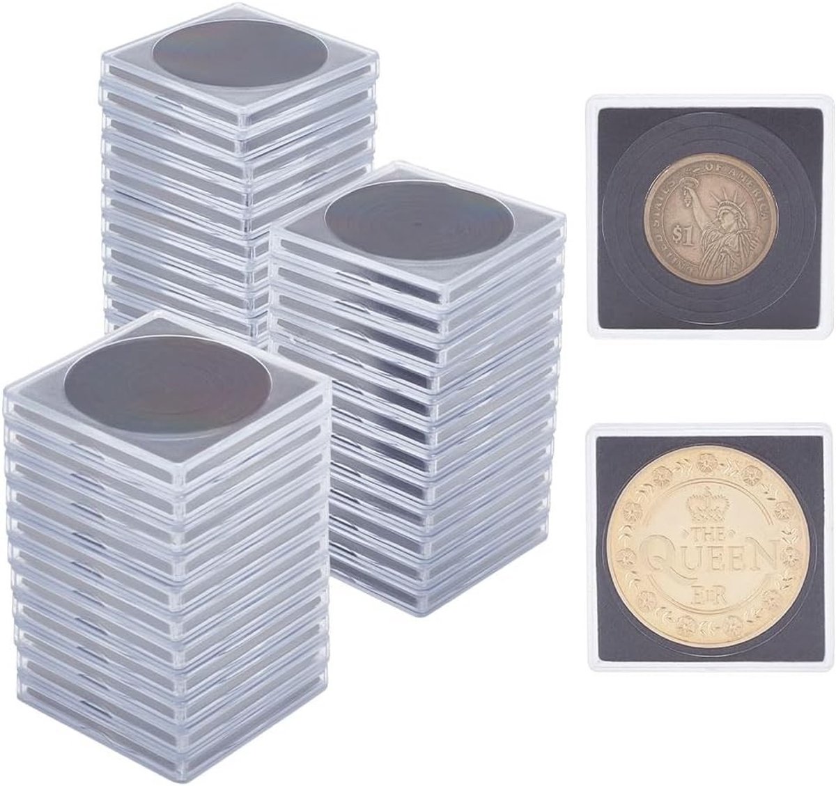 40 Stuks Muntdisplay Houder - Beschermende Snap Houder voor Muntcollectie en Zilver Dollar Display Box