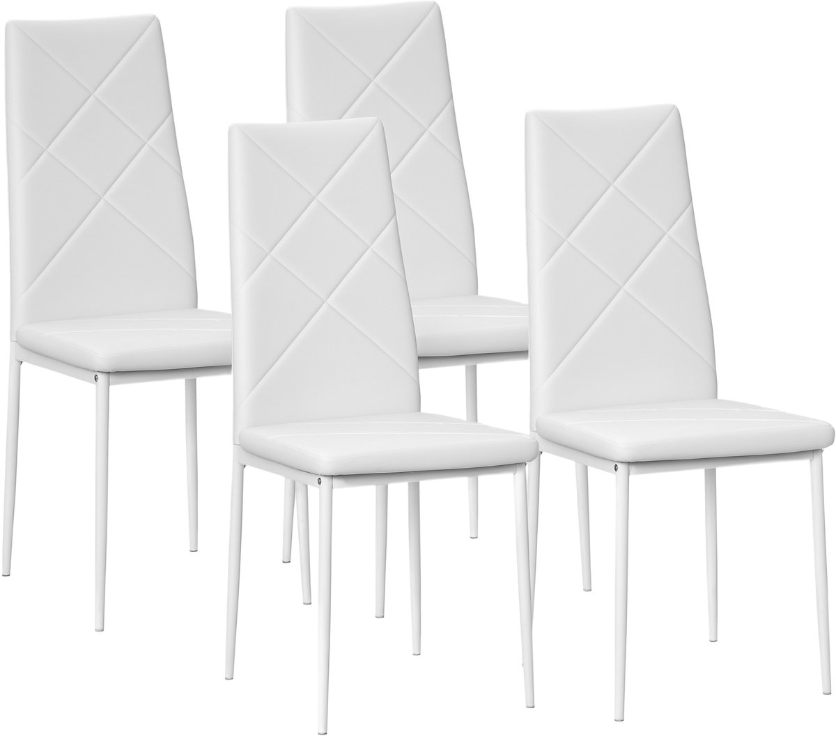 HOMCOM Eetkamerstoel - Synthetische bekleding - 41x50x97cm - Wit