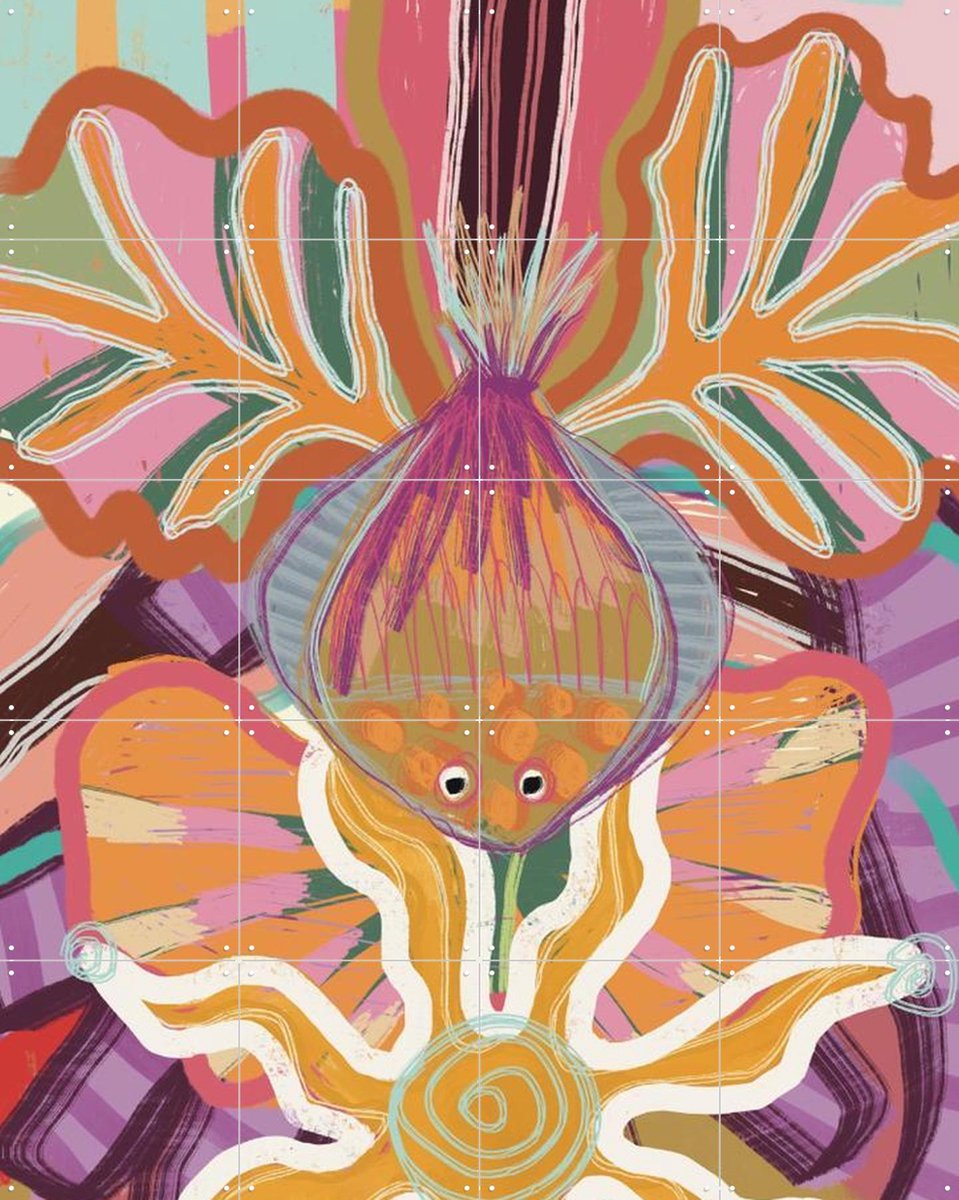 IXXI Wild Orchid, Lotte Snoek - 80 x 100 cm - Gratis ophangtool - Grote wanddecoratie en posters - Speels, Kleurrijk, Illustraties, Modern, Abstract