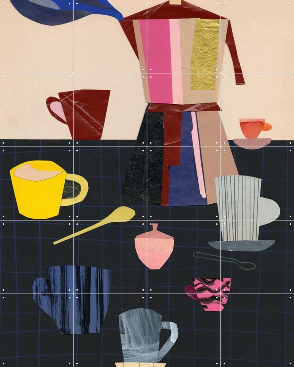 IXXI Espresso 9, Signorinah - 80 x 100 cm - Gratis ophangtool - Grote wanddecoratie en posters - Illustraties, Speels, Collage, Gemengde Technieken