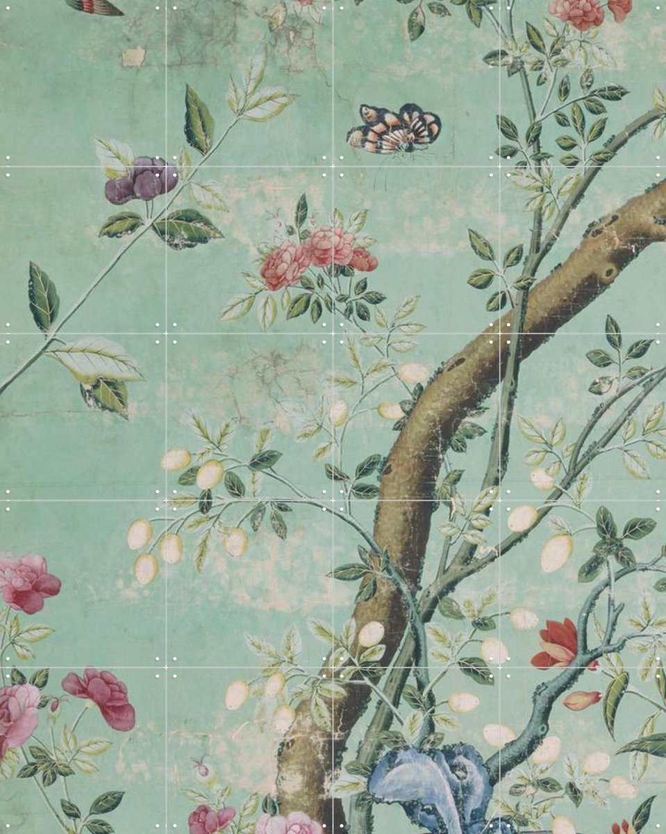 IXXI Panel of a Chinese Wallpaper, Victoria and Albert Museum - 80 x 100 cm - Gratis ophangtool - Grote wanddecoratie en posters - Illustraties
