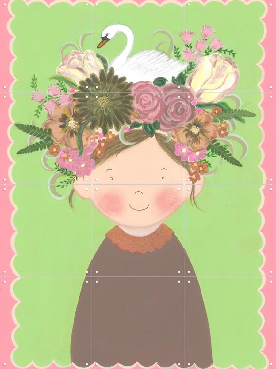 IXXI Flora met Fauna, Desirée van Hattem - 60 x 80 cm - Gratis ophangtool - Grote wanddecoratie en posters - Fantasierijk, Speels, Illustraties