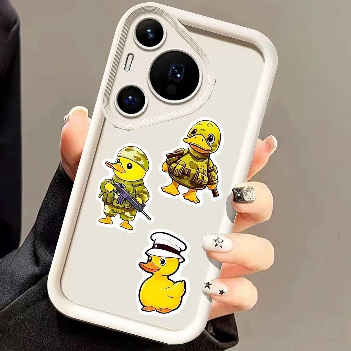 Creatieve Waterdichte Cartoon Eend Stickers - Zelfklevend, Diverse Maten en Kleuren voor Koffer, Skateboard en Fiets