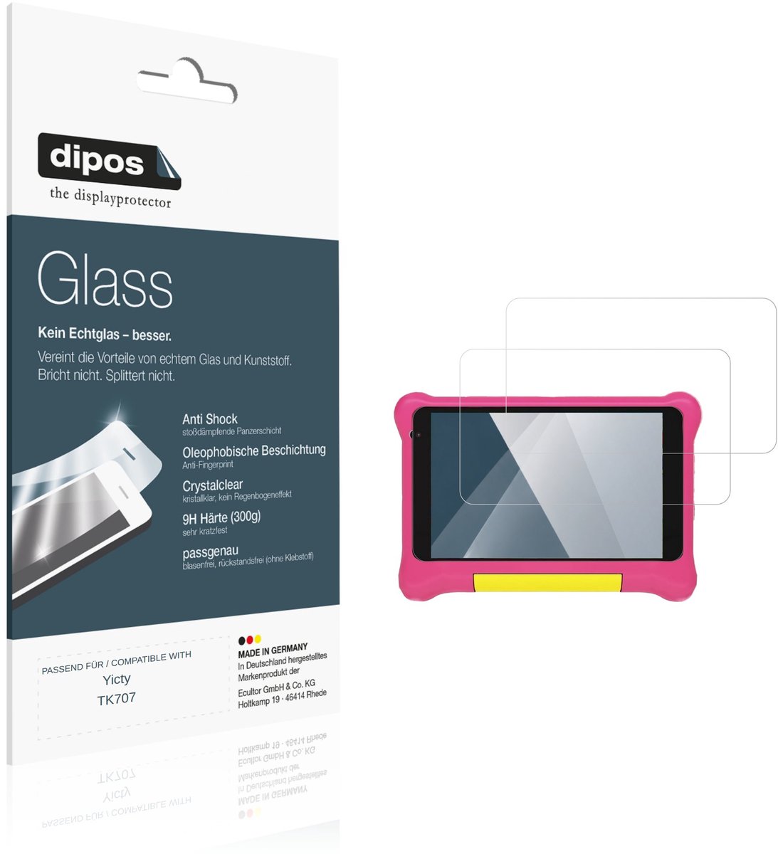 dipos – 2x Pantserfolie geschikt voor Yicty TK707 | 9H Screenprotector