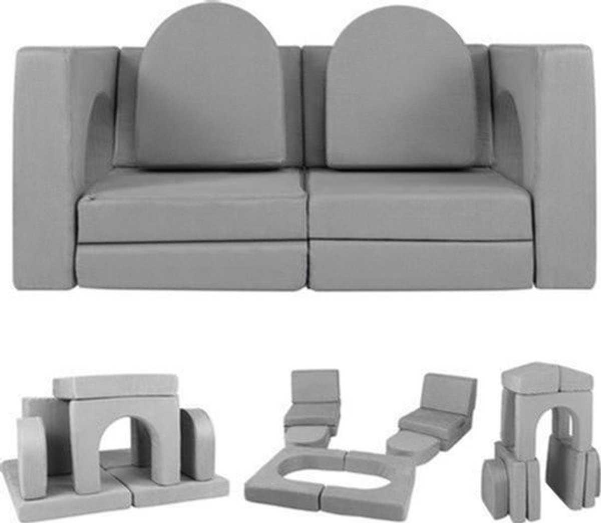Speelset – Speelbank – Klimset – Zitzak – Speelhuis – Modulaire Kinderbank – Zachte Suède Bekleding – Wasbare Afneembare Hoezen