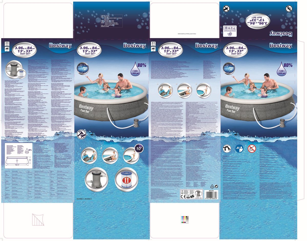 Bestway Inflatable pool with pump - Ø 396 x 84 cm