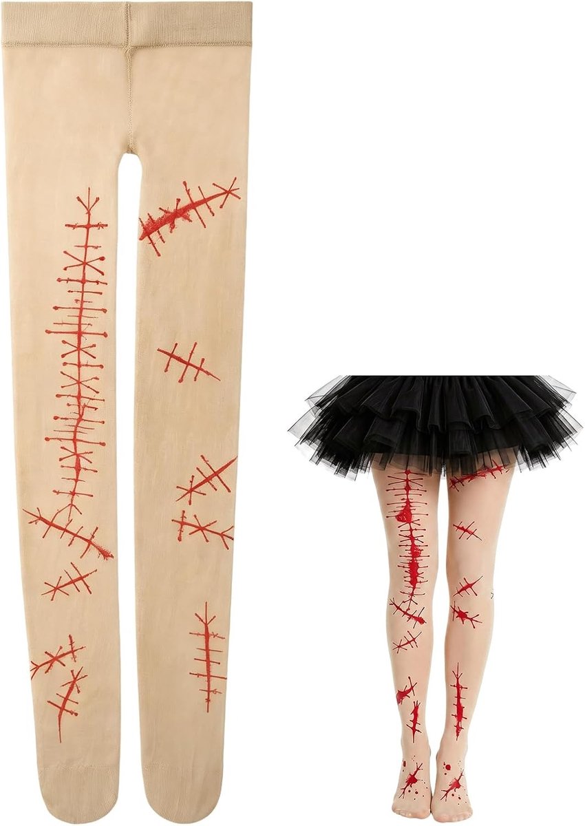 Bloedige Halloween panty voor verpleegster- en zombiekostuum, perfect voor griezelfeesten en themafeesten