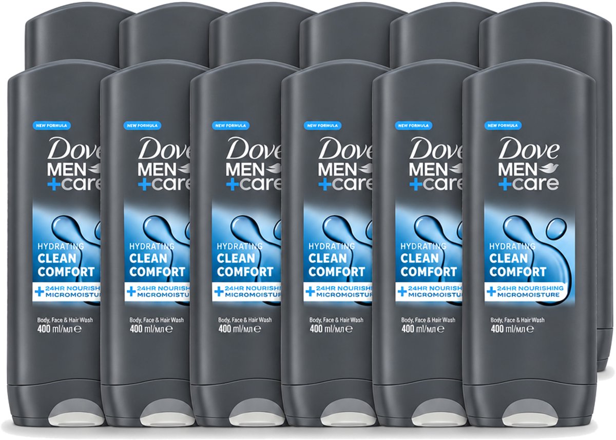 12 x Dove - Douchegel - Men+ Care Clean Comfort - Comfort en verzorging - 400 ml - Voordeelverpakking - 12 stuks