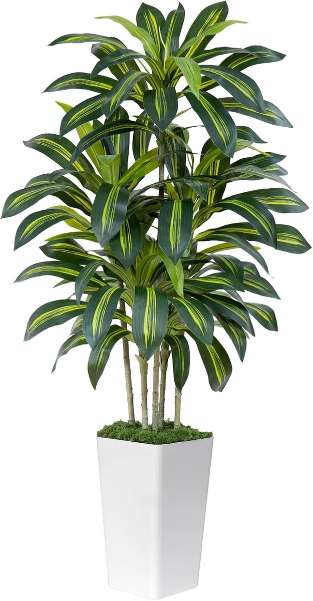 SnelShoppen - 150cm Kunstmatige Dracaena Plant Kunstboom Hoge Nep Tropische Vloerplant Gepotte Kunstzijden Boom met Bladeren voor Woonkamer Kantoor Bi