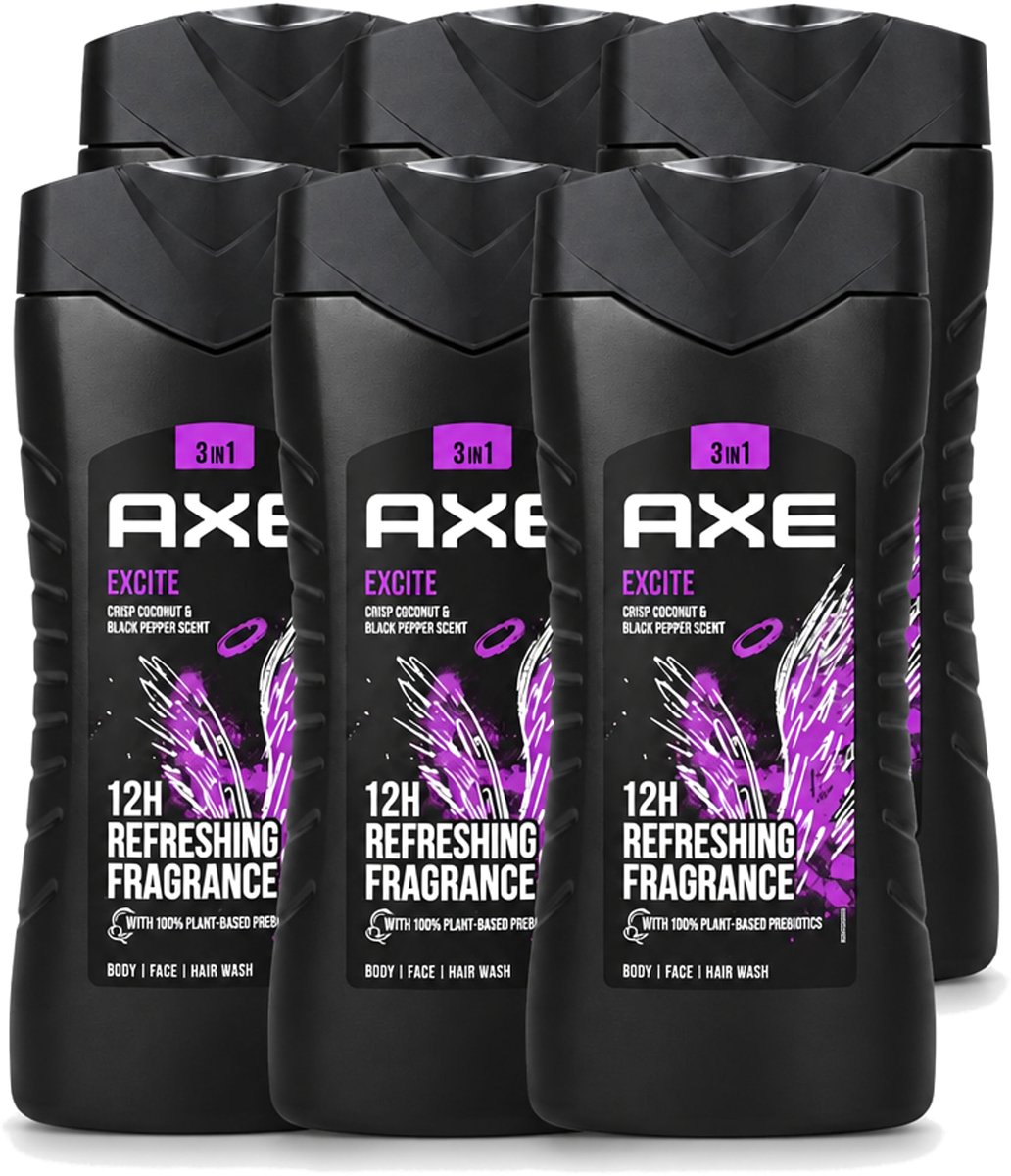6 x Axe – Douchegel – Excite - 250 ml - Voordeelverpakking - 6 stuks