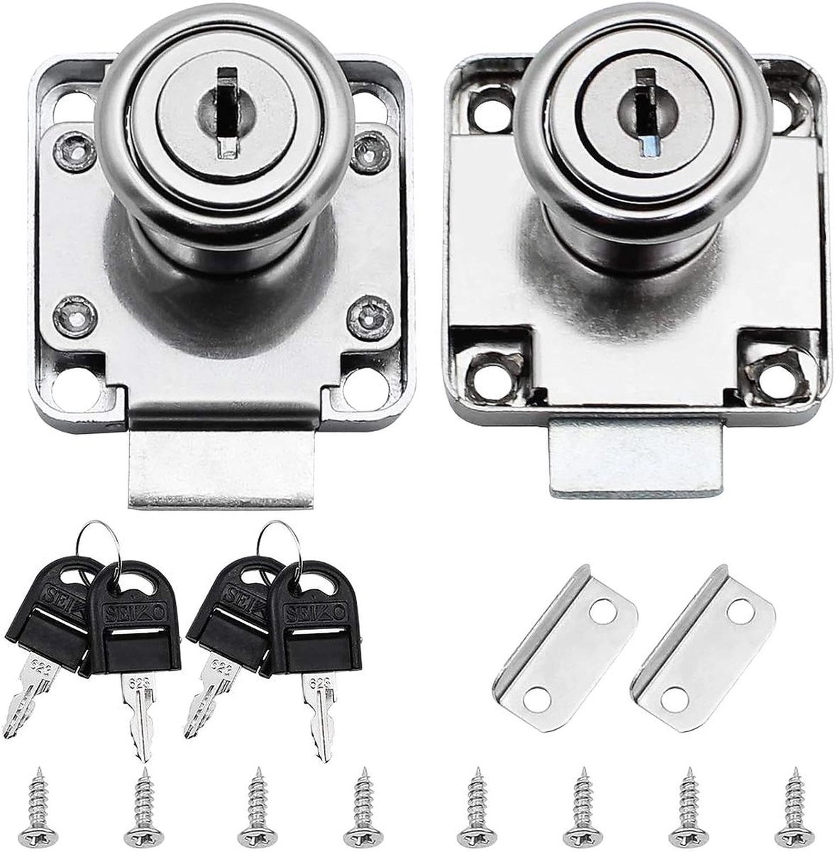 2 Pack Furniture Lock Cylinder with Key Cupboard Drawer Zinc Alloy Cam Lock for Door Cabinet Mailbox Cupboard Drawer - ShopVlot