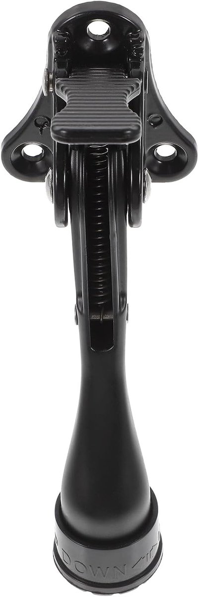 Verstelbare halfautomatische deurstopper van zinklegering met voetbediening, deurstopper, zware belasting, zwart, voor - ShopVlot