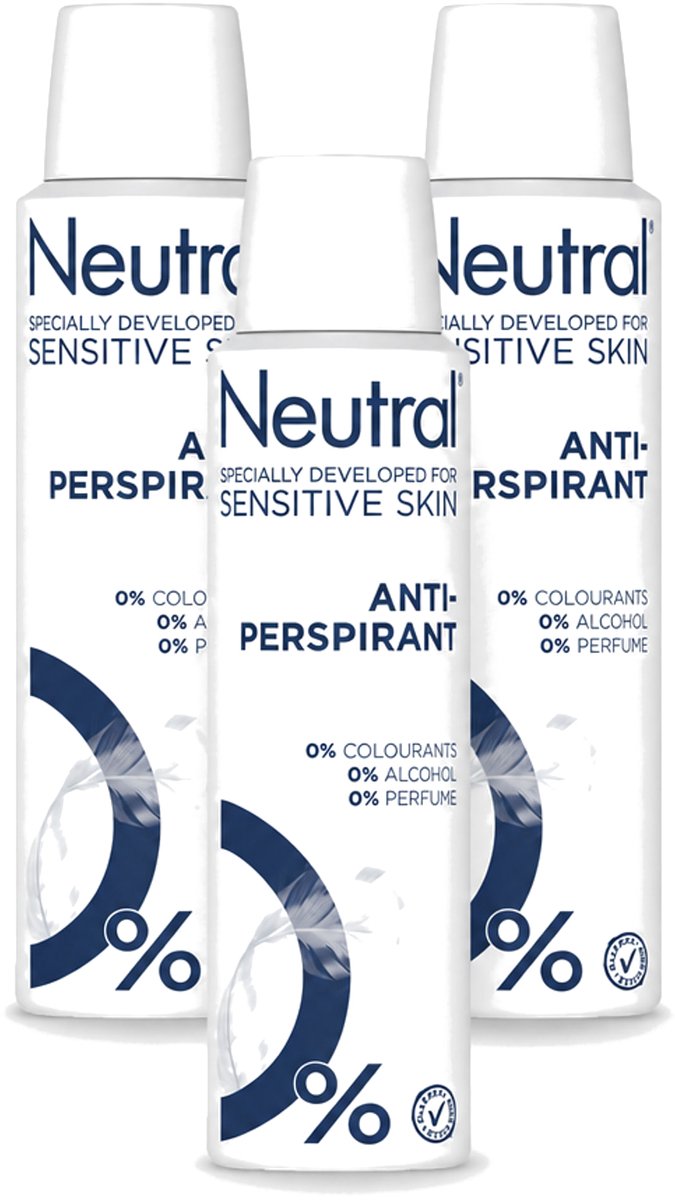 3 x Neutral - Deodorant Spray - Anti-perspirant - Gevoelige Huid - 0% Kleurstof, Parfum & Alcohol - 150 ml - Voordeelverpakking - 3 stuks
