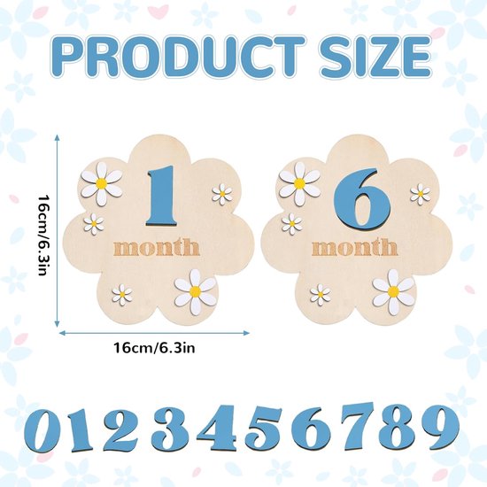 Milestone Maps, DIY Milestone Cards, Baby Wood, Flower Style Baby Milestone Photo Props, for 0-12 Months Toddlers - ShopVlot — afbeelding 5