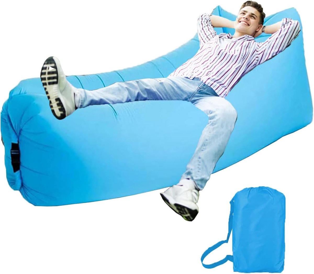 Inflatable Air Sofa with Carry Bag Portable Waterproof Inflatable Air Sofa for Garden, Sea, Beach, Camping and Music - ShopVlot