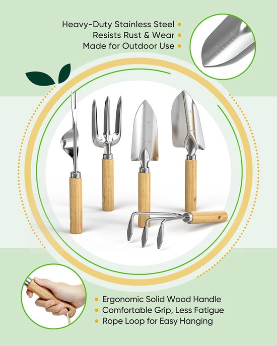 SnelShoppen - Bamboe Wandhouder Tuingereedschapsset 6-delig - Tuingereedschap, Tuinaccessoires, Bamboe, Wandhouder, Tuin, Buiten, Opbergen van Snelshoppen — afbeelding 2