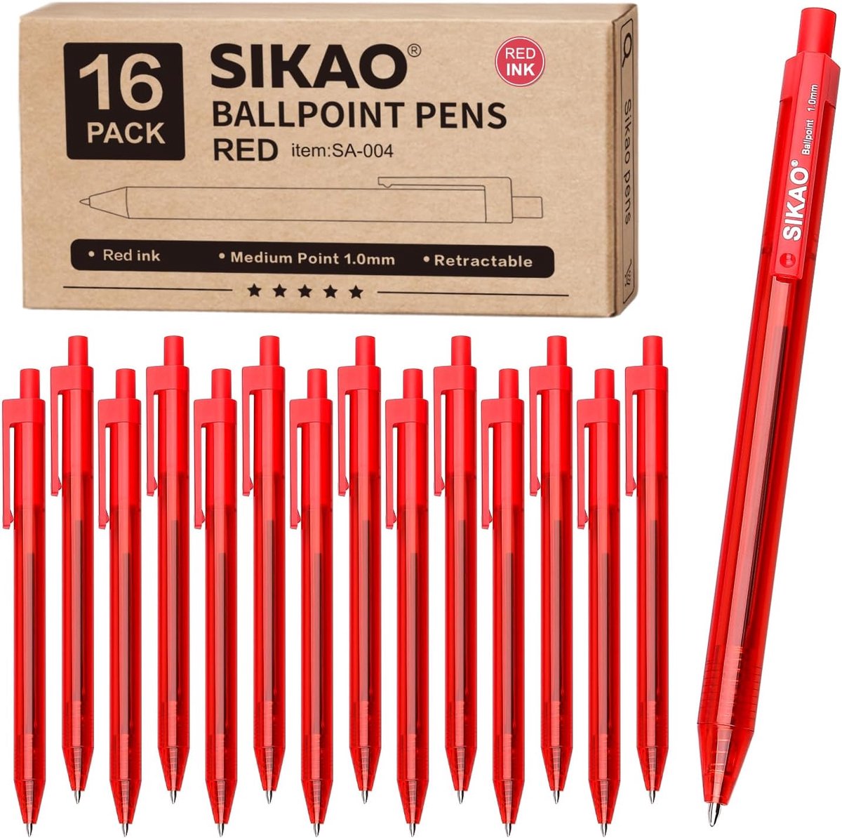 Ballpoint Pens Red 16Pack - ShopVlot