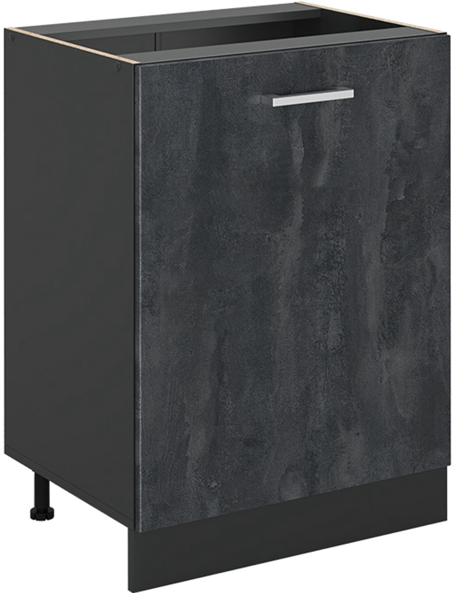 Vicco Keukenonderkast R-Line, Zwart beton/Antraciet, 60 cm met 1 deur zonder werkblad